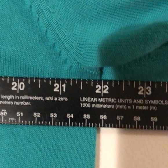 Bob Mackie size large Turquoise cardigan with Black Fringe - Picture 9 of 10